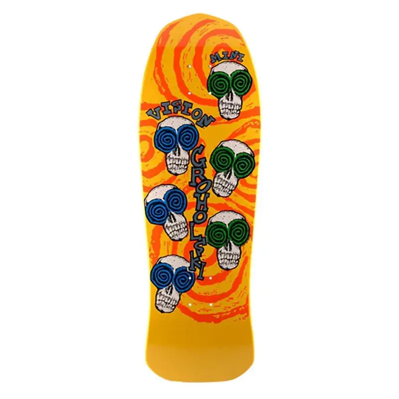 Vision 9.75" X 30" Yellow Groholski Skeleton Mini Skateboard Deck 1