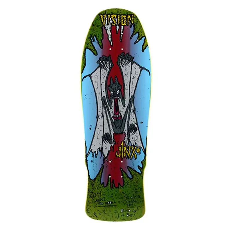 Vision 9.75" X 31" Original Jinx Green Stain Skateboard Deck 1