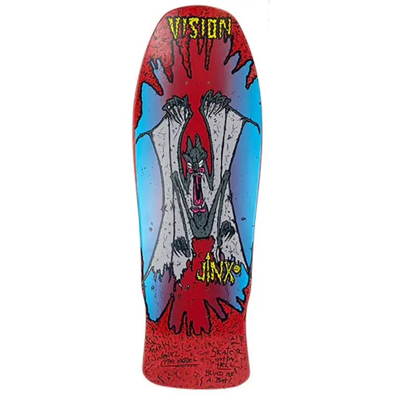 Vision 9.75" X 31" Original Jinx Red Stain Skateboard Deck 1