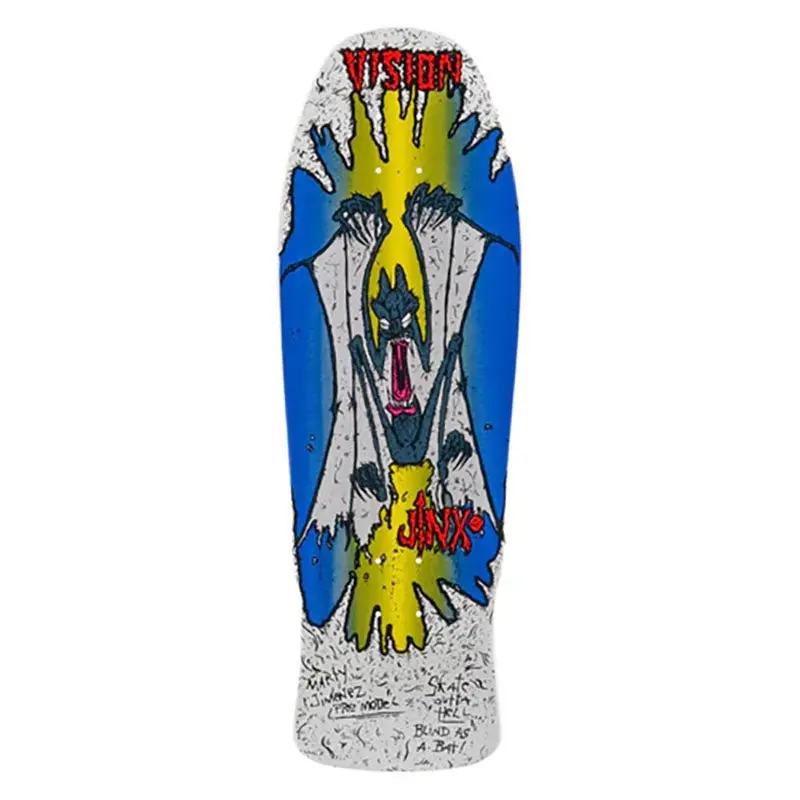 Vision 9.75" X 31" Original Jinx White/Blue Skateboard Deck 1