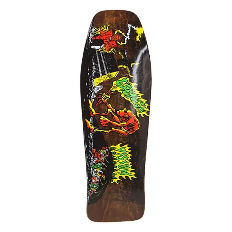 Vision 9.75" X 31.5" Groholski Graveyard Mob Brown Stain Skateboard Deck 1