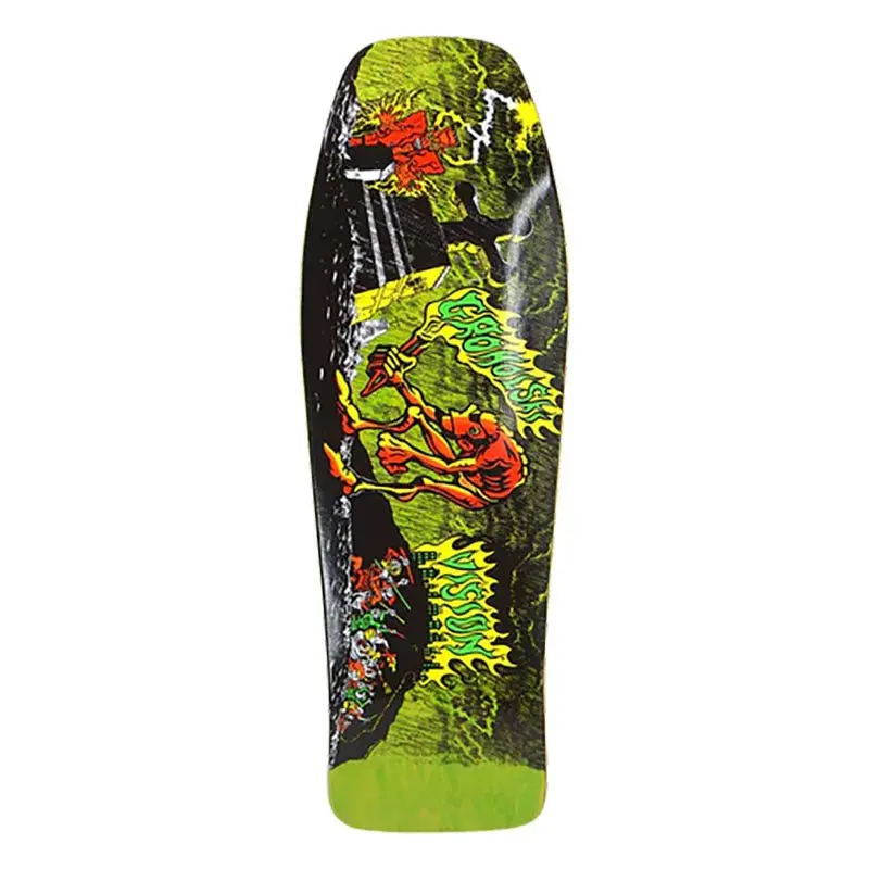 Vision 9.75" X 31.5" Groholski Graveyard Mob Lime Stain Skateboard Deck 1