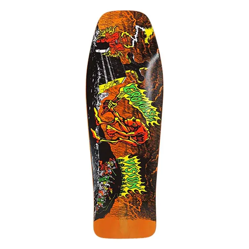 Vision 9.75" X 31.5" Groholski Graveyard Mob Orange Stain Skateboard Deck 1