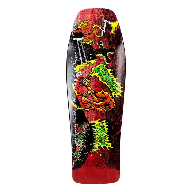 Vision 9.75" X 31.5" Groholski Graveyard Mob Red Stain Skateboard Deck 1