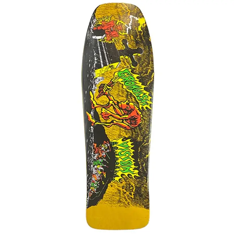 Vision 9.75" X 31.5" Groholski Graveyard Mob Yellow Stain Skateboard Deck 1