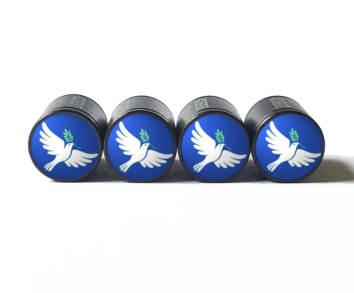 White Dove Tire Valve Caps - Black Aluminum - Set Of Four 1