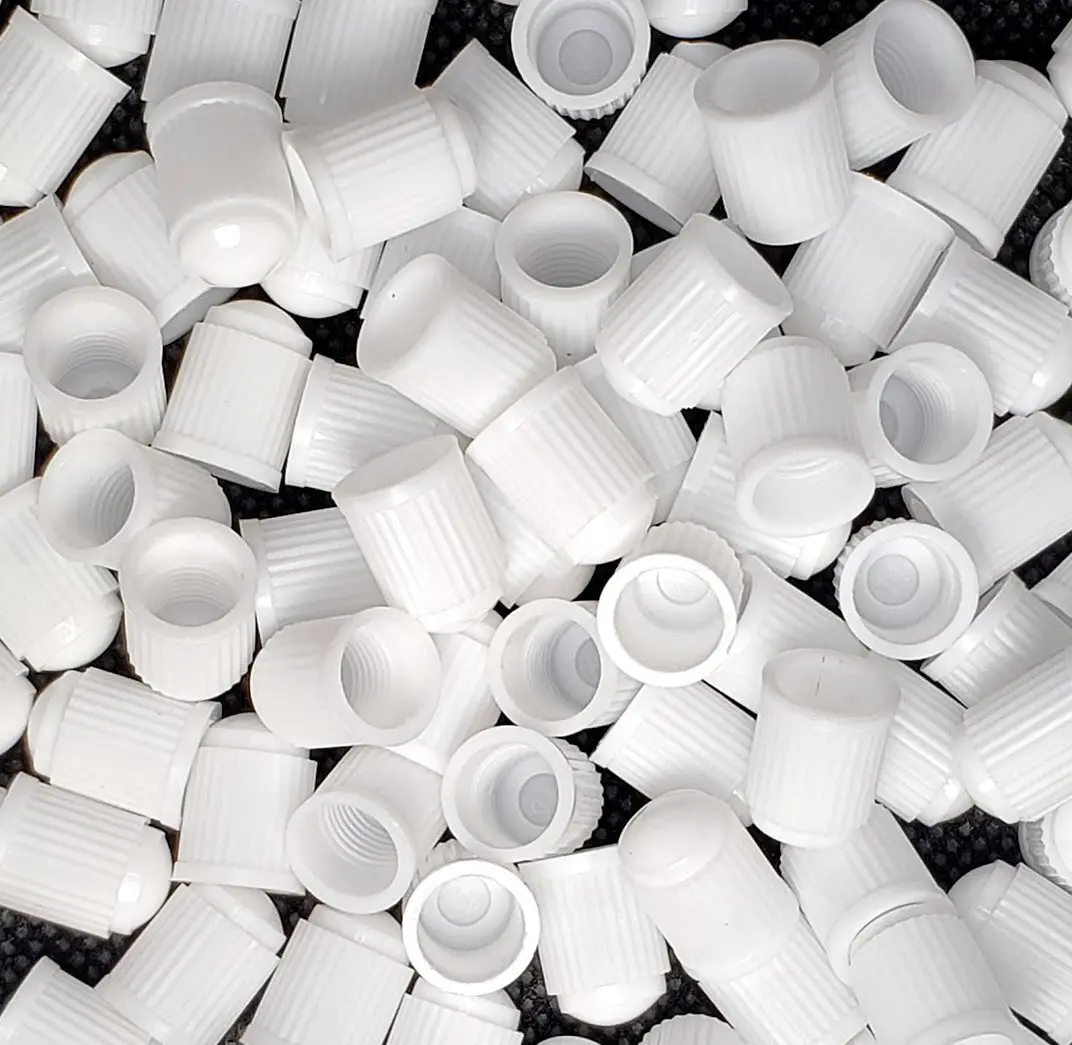 White Tire Valve Caps - Plastic - Sets Of 10, 25, 50 Or 100 - Universal, Fits All Vehicles 1