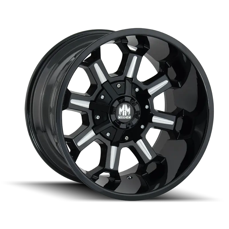 Mayhem Combat 18×9 Wheel – 8×180 Bolt Pattern, +18Mm Offset, 124.1Mm Hub Bore, Black W/ Milled Spokes 1