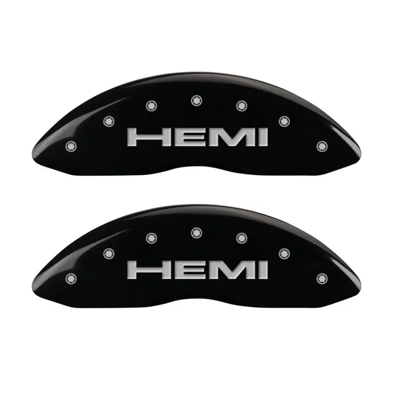 Mgp Engraved Brake Caliper Covers – Front And Rear Set For Hemi Vehicles, Black Finish With Silver Accents 1