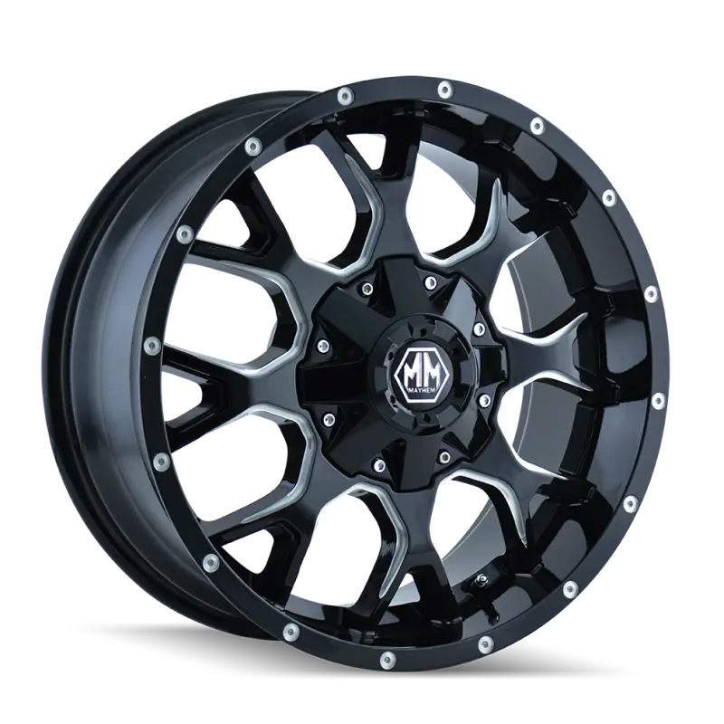 Mayhem 8015 Warrior Forged Wheel – 18X9In, 6X135 Bolt Pattern, -12Mm Offset, 106Mm Hub, Black W/ Machined Spokes 1