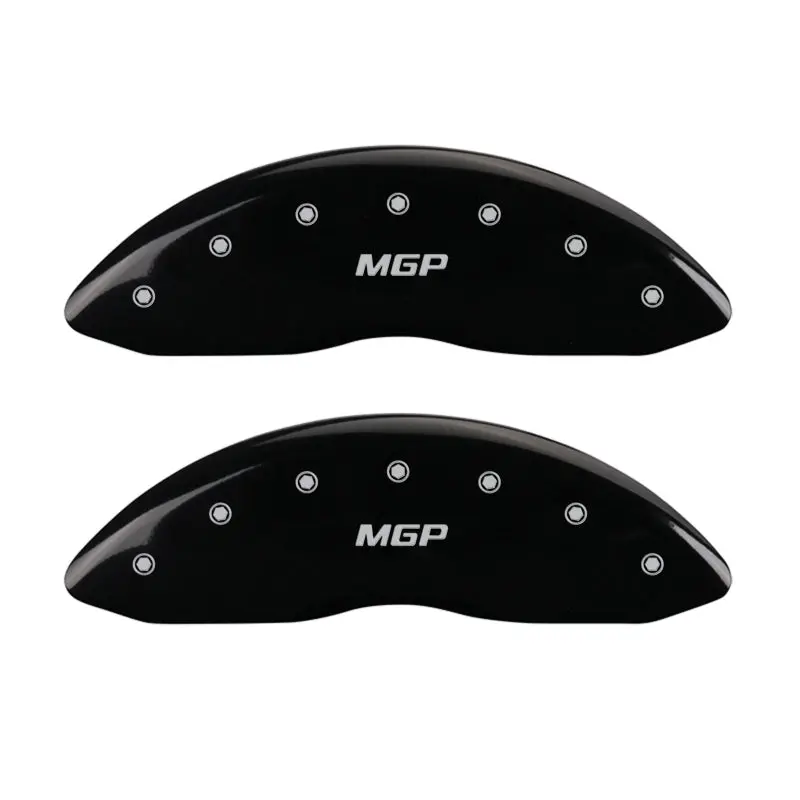 Mgp Engraved 4-Piston Caliper Covers — Front And Rear, Black Finish With Silver Accent 1