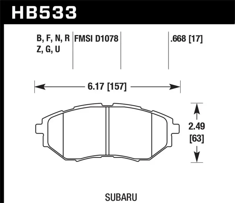 Hawk Dtc-60 Race Brake Pads – Front Axle, Compatible With 2005–2008 Subaru Legacy Gt 2
