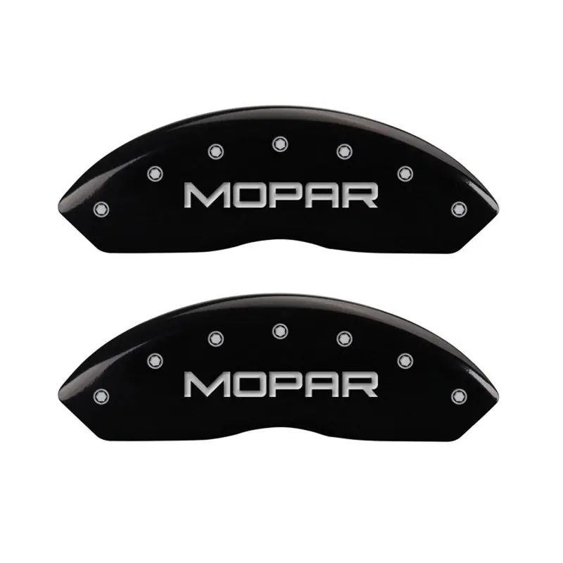 Mgp Engraved Front Caliper Covers For Mopar Vehicles – Black Base With Silver Accent 1