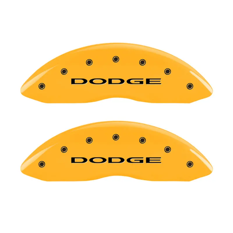 Mgp Engraved 4-Piston Caliper Covers — Front & Rear, Dodge Yellow Finish, No Stripes 1