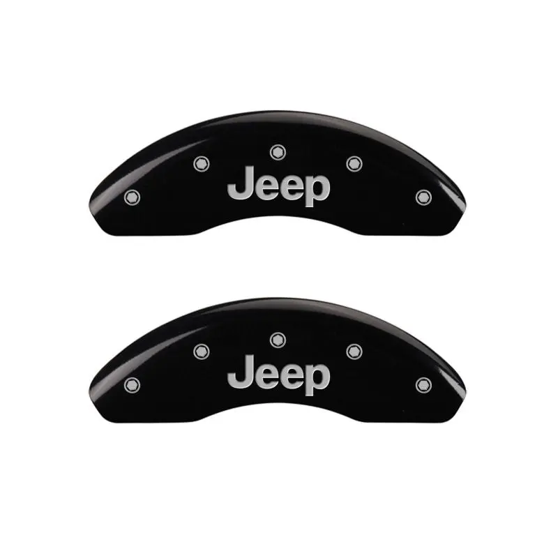 Mgp Engraved 4-Piston Caliper Covers – Front & Rear, Black Finish With Silver Accent, For Jeep 1