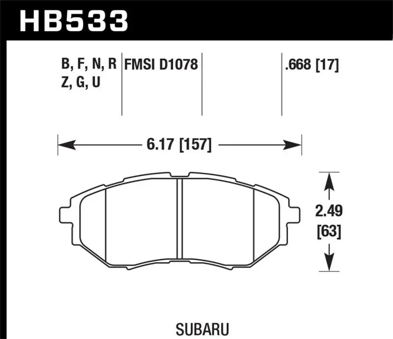 Hawk Dtc-60 Race Brake Pads – Front Axle, Compatible With 2005–2008 Subaru Legacy Gt 1