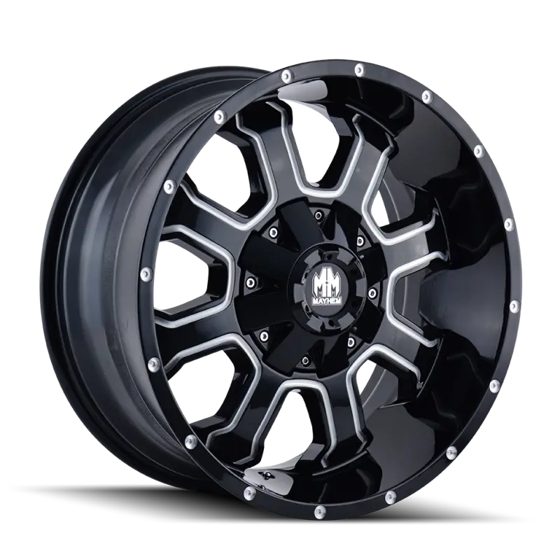 Mayhem Fierce Forged Alloy Wheel – 18X9 Inches, 6X135 Bolt Pattern, 18Mm Offset, 106Mm Hub Bore, Black W/ Milled Spokes 1