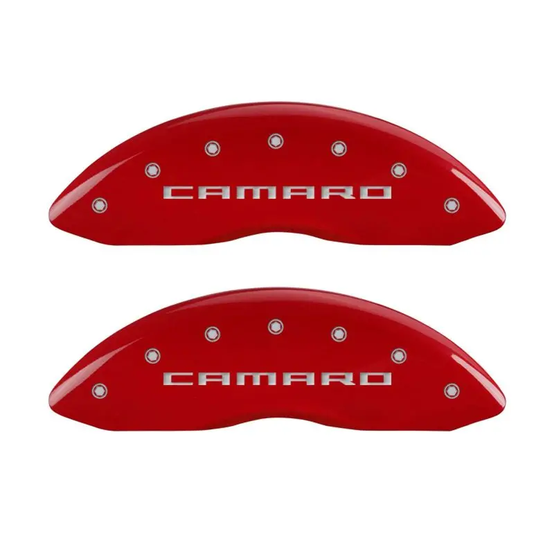Mgp Engraved Caliper Covers – Front (Gen 5 Camaro) & Rear (Gen 5 Ss), Red Finish With Silver Accents 1