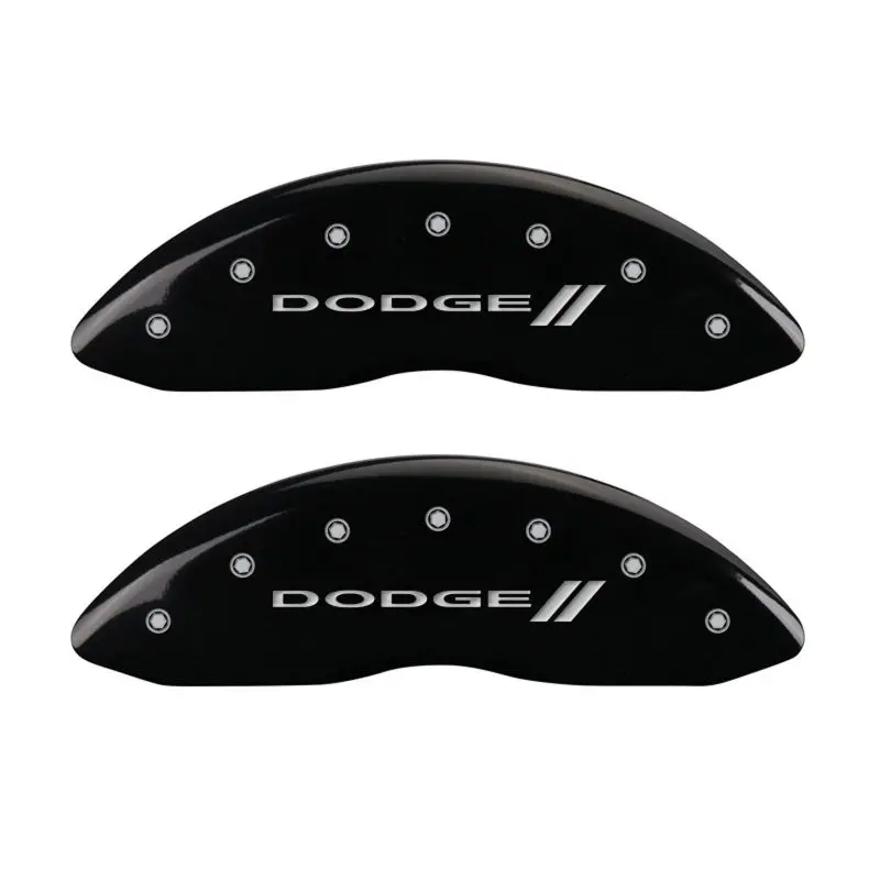 Mgp Engraved Front & Rear Brake Caliper Covers – Dodge Black Finish With Silver Chrome Stripes 1