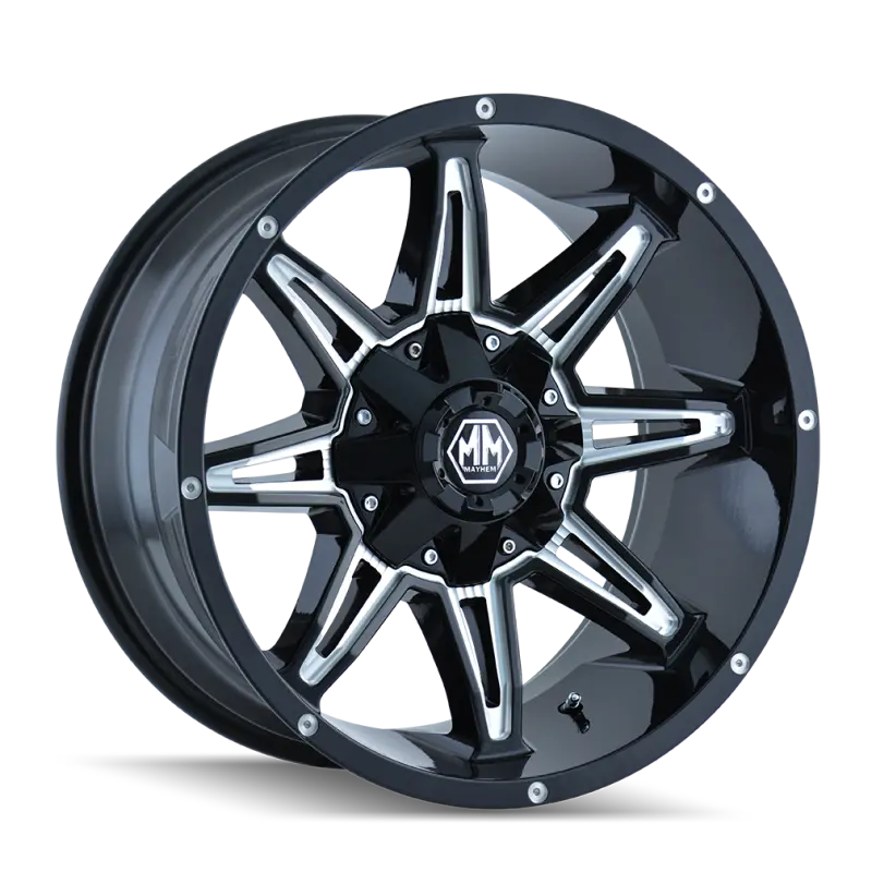 Mayhem Rampage 20X9 Wheel – 8X165.1 Bolt Pattern, +18Mm Offset, 130.8Mm Hub Bore, Black With Machined Spokes 1