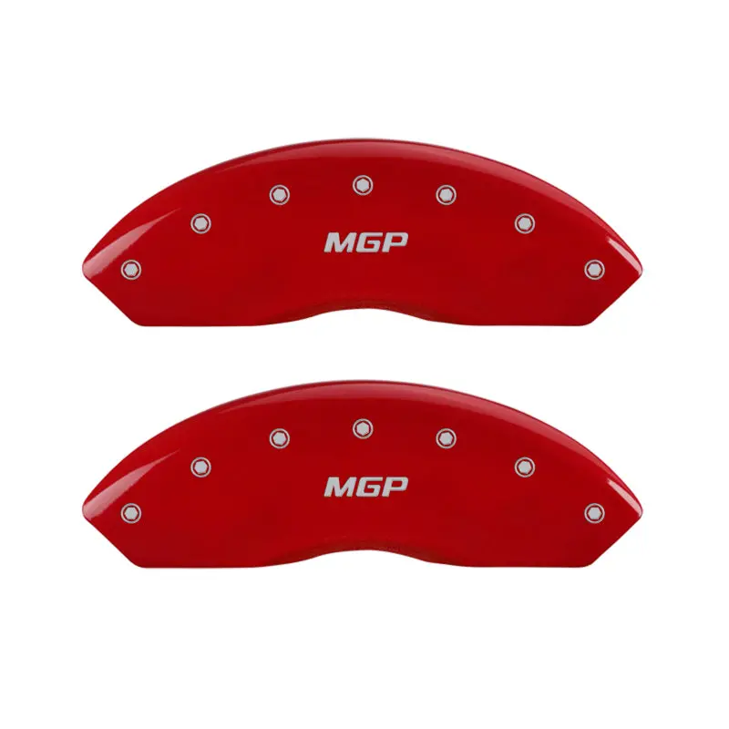 Mgp Engraved Brake Caliper Covers – Front And Rear Set, Red Finish With Silver Highlights 1