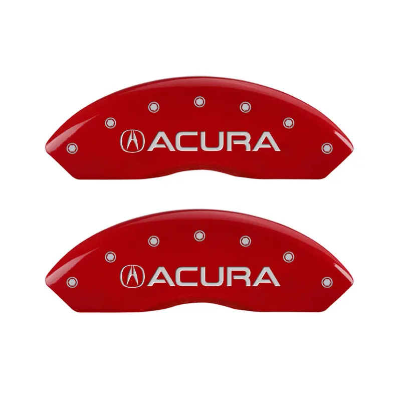 Mgp Engraved Caliper Covers – Front & Rear For Acura Rlx, Red Accent On Silver Finish 1