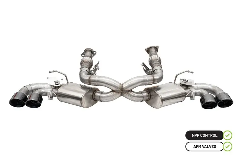 Corsa 2020 Corvette C8 3In Valved Cat-Back 4.5In Blk Quad Tips - Fits Factory Perf Exhaust W/ Afm 1