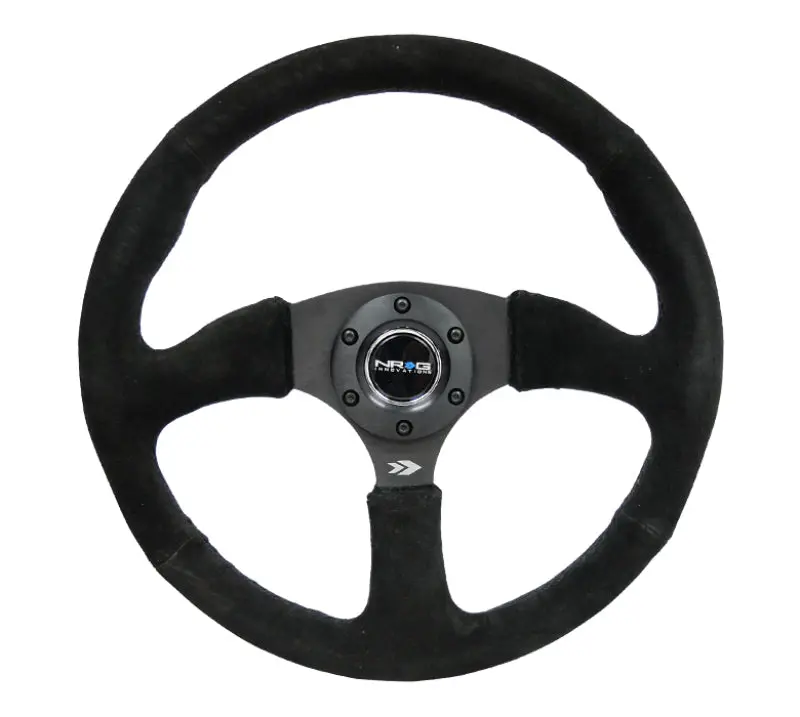 Nrg Reinforced 350Mm Suede Steering Wheel – Matte Black Spokes, 2.5In Depth 1