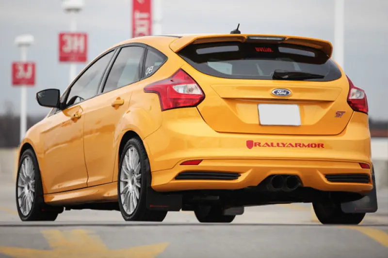 Rally Armor Ur Black Mud Flaps – Tangerine Scream Logo – For 2012–2019 Ford Focus, St, And Rs Models 1