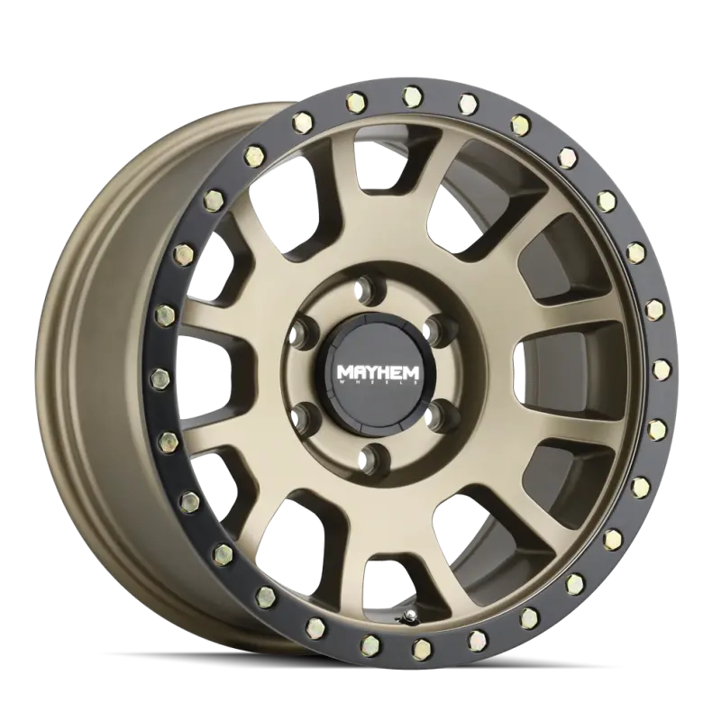 Mayhem Scout 20X9 Wheel – 5X127 Bolt Pattern, 0Mm Offset, 78.1Mm Hub Bore, Matte Gold With Matte Black Lip 1