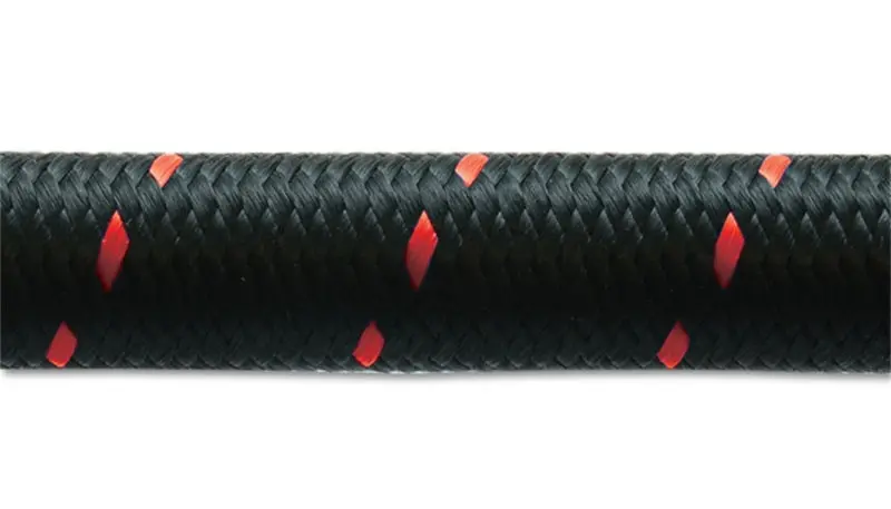 Vibrant -6 An Flexible Braided Hose – Two-Tone Black And Red Nylon Braid, 10-Foot Roll 1