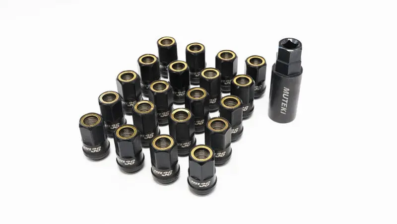 Wheel Mate Muteki Hr38 Titanium-Chrome Open-End Lug Nuts (12X1.50, Yellow Ring) 1