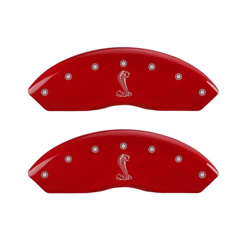 Mgp Engraved 4-Piston Caliper Covers – Front And Rear, Tiffany Snake Red With Silver Accent 1