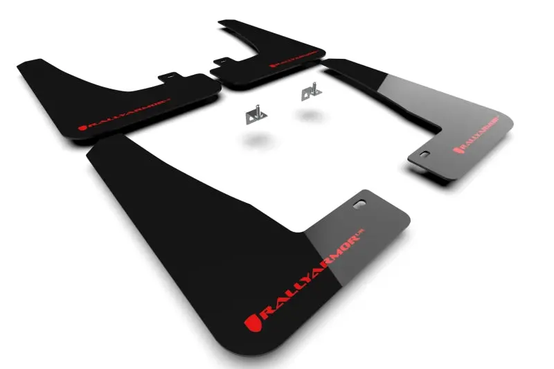 Rally Armor Black Mud Flaps With Red Logo For 2022 Tesla Model X 1
